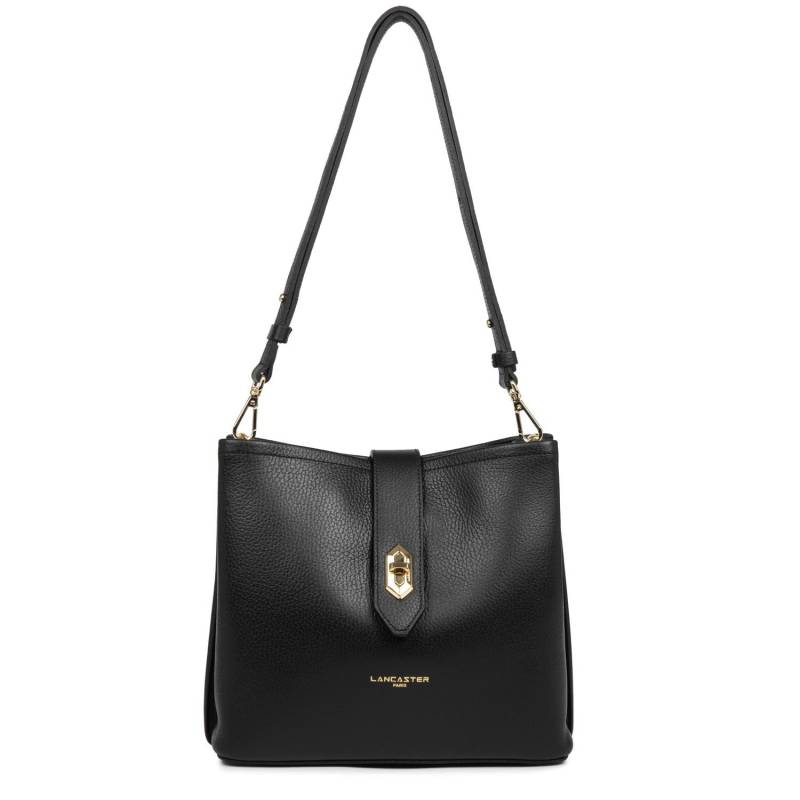 Sac seau zippé Lancaster Top Double 470-62 NR/NU couleur Noir in Nude, vue de face