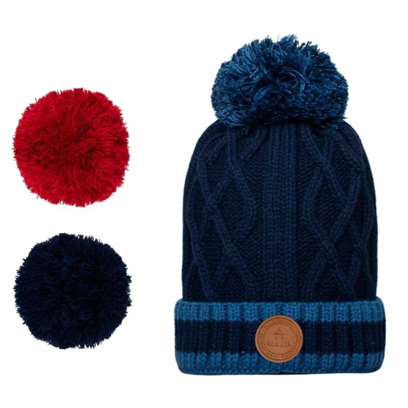 Bonnet Cabaia Appletini avec 3 pompons interchangeables APPLETINI BLUE Bleu