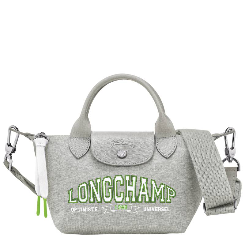 Petit sac porté main Longchamp XS Le Pliage Université L1500 HEA 112 couleur gris, vue de face
