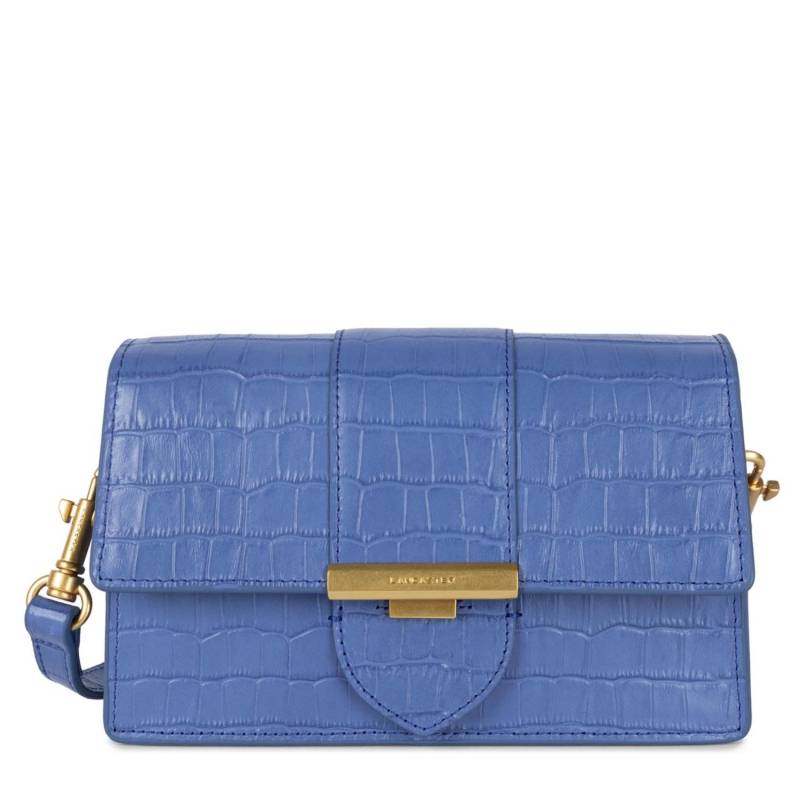 Petit sac trotteur Lancaster à rabat fermoir Exotic Ily 531-015-BLEU couleur Bleu vue de face