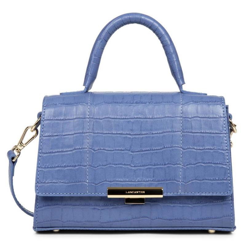 Sac à main à rabat Lancaster Exotic Trinity 480-033 BL/CR couleur Bleu croco, vue de face