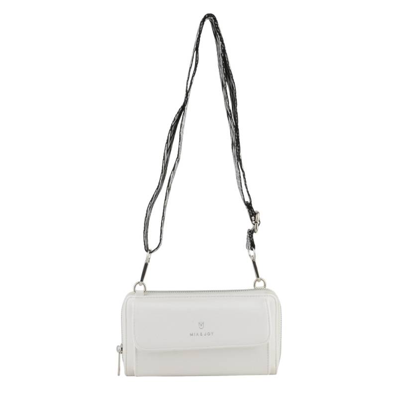 Petit sac bandoulière zippé Mia Joy jacquard MJ1712 Blanc