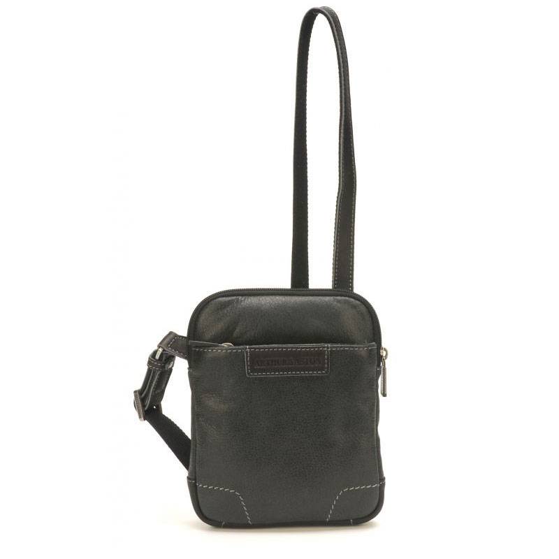 Sac porté travers Arthur & Aston Marco cuir vintage 2158-06-A Noir vue de face