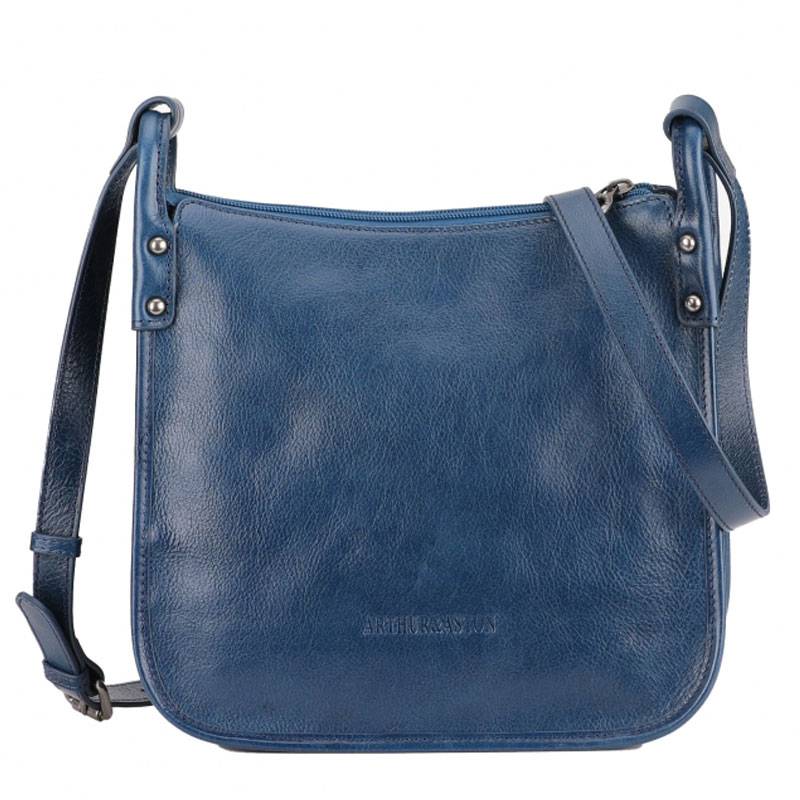 Sac porté travers Arthur Aston Edith A123-02 D couleur bleu, vue de face