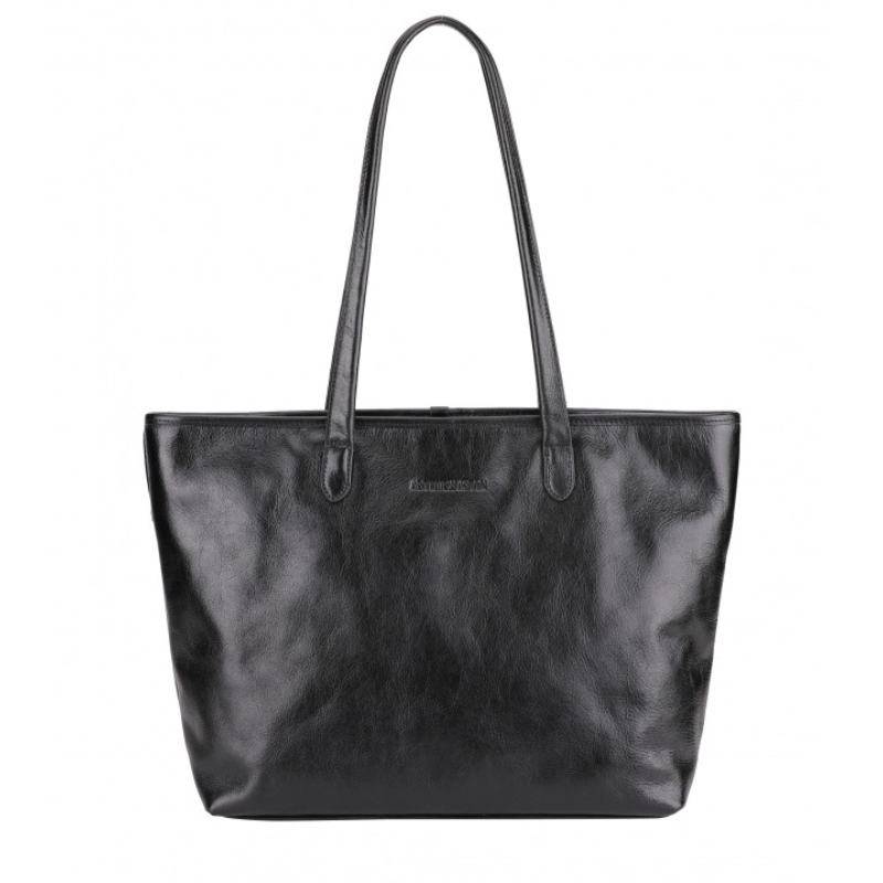 Sac shopping Arthur & Aston Edith en cuir A123-01GM A Noir, vue de face