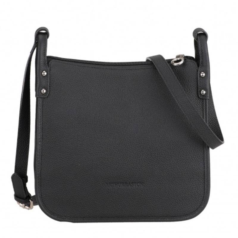 Sac bandouliere S Arthur & Aston Rosalia en cuir A163-03 A Noir, vue de face