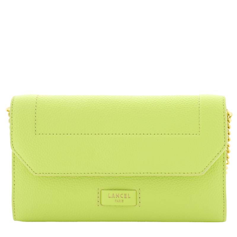 Portefeuille chaîne Lancel Ninon en cuir grainé A11122 LI couleur Lime, vue de face