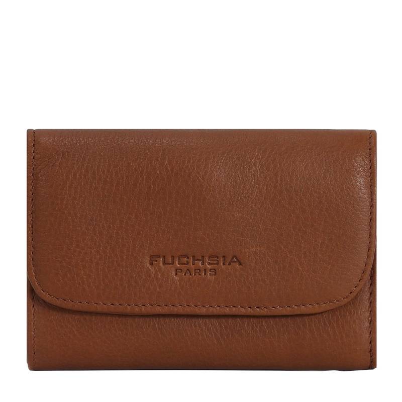 Portefeuille à rabat Fuchsia en cuir F9727-5 Cognac