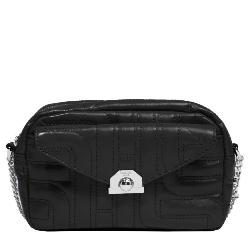 Sac caméra zippé Lancel Midi-Minuit en cuir matelassé A12955 10 Noir, vue de face