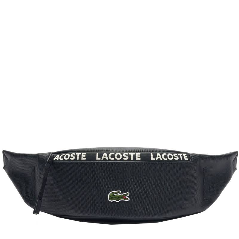 Sac banane Lacoste zippée bande siglée LCST NU4445TX P66 couleur  Noir farine, vue de face