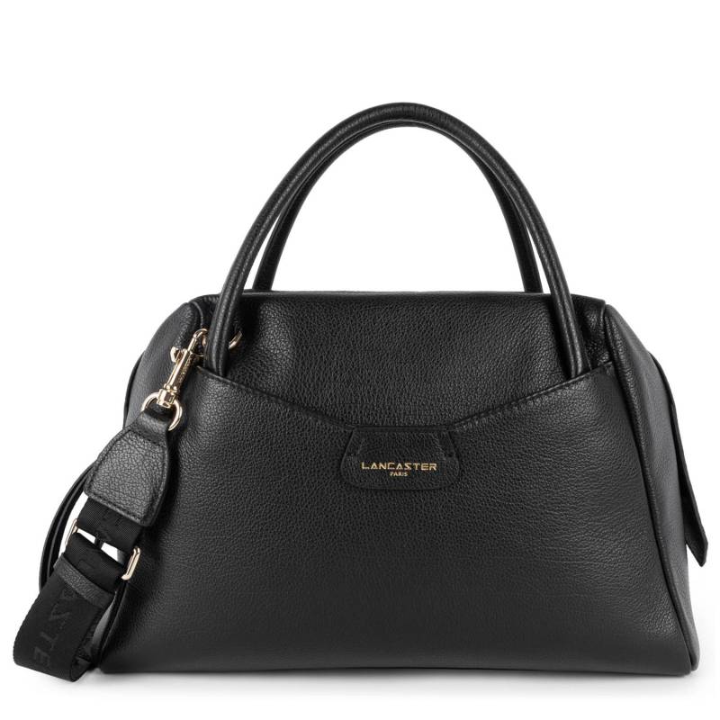 Sac cabas main M zippé Lancaster Dune en cuir 529-83 couleur Noir, vue de face