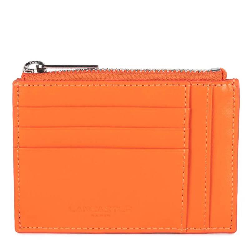 Porte-cartes zippé Lancaster Paris PM en cuir 131-022-ORANGE