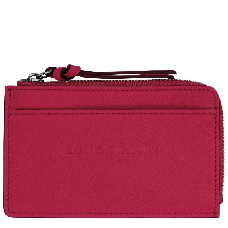 Porte-monnaie zippé Longchamp 3D en cuir 30034HCVJ13 Magenta