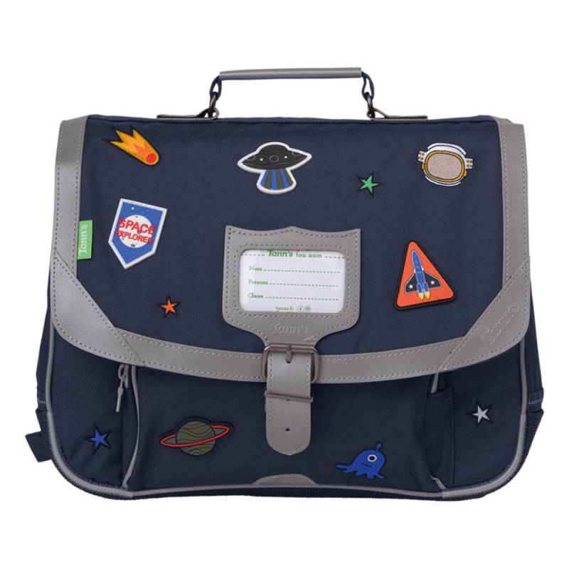 Cartable Tann's patchs espace Elliott 35 cm 35187 Bleu Marine, vue de face