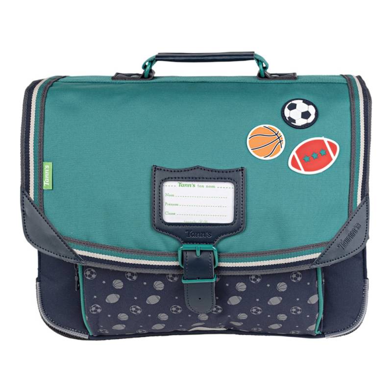 Cartable Tann's Alexandre patchs sport 38 cm 38257 Vert, vue de face