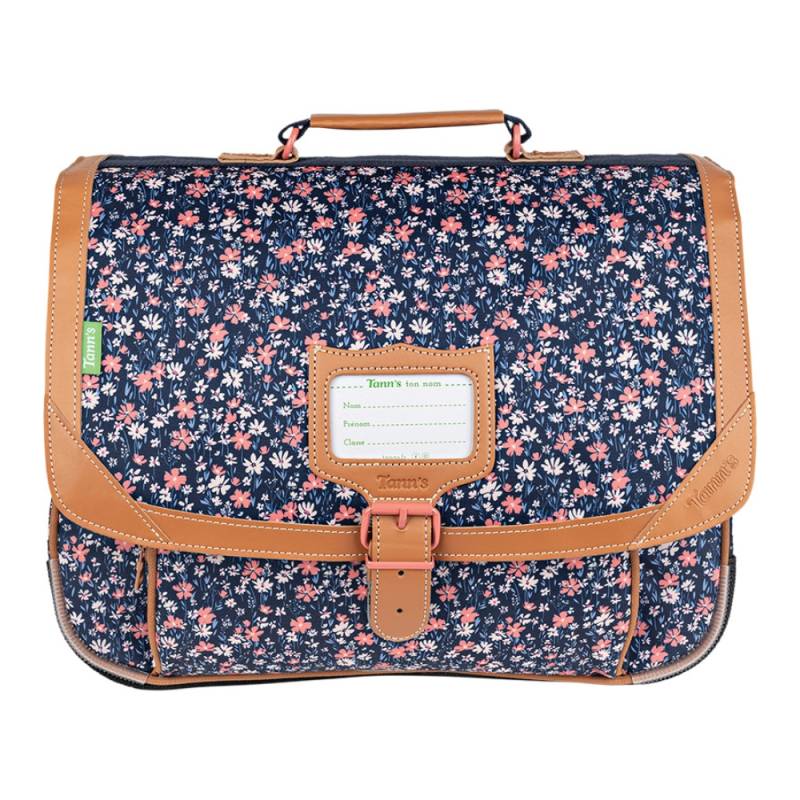 Cartable 38 cm Tann's Ava motif floral  38269 bleu/rose, vue de face