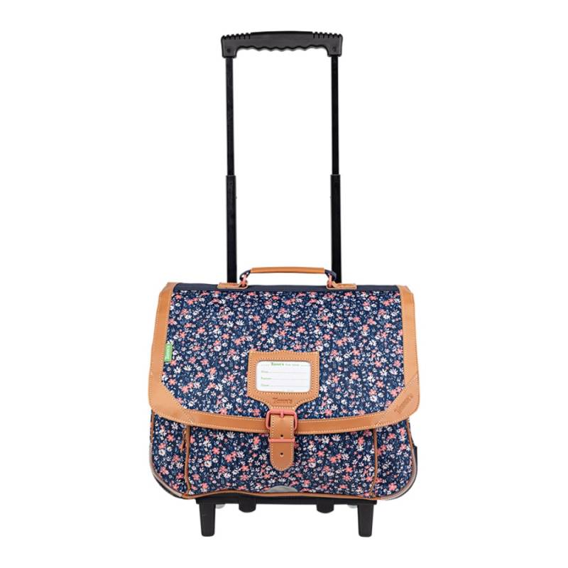 Cartable trolley Tann's 38cm Ava fleuri 42269 bleu/rose, vue de face