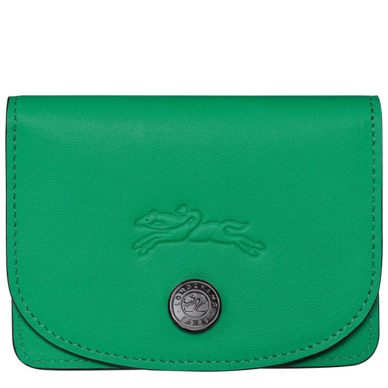 Porte-cartes à rabat Longchamp Le Pliage Xtra cuir 30039987 249 couleur vert, vue de face