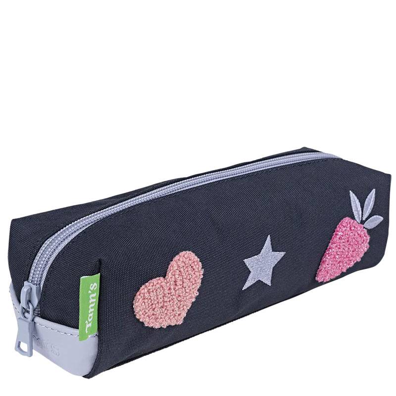 Trousse Simple Tann's Juliette patchs bouclette 11249 couleur bleu/violet, vue de profil