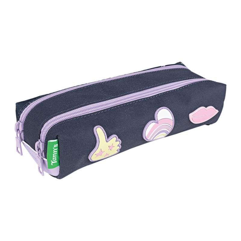 Trousse Double Tann's Giulia avec patchs gomme 12329 couleur bleu/violet, vue de profil