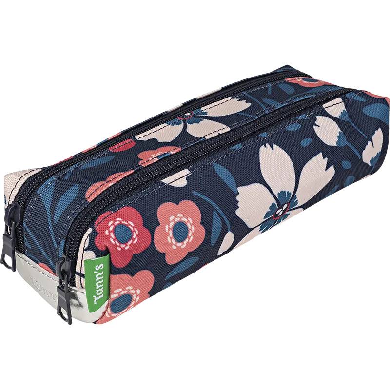 Trousse double Tann's Floriane fleurs 12262 bleu multicolore