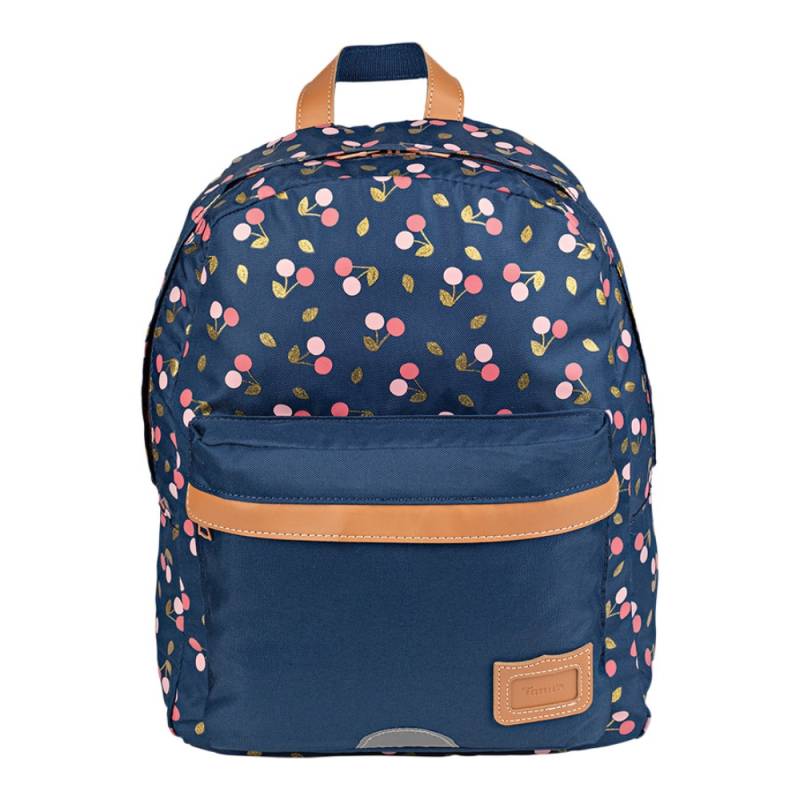 Sac à dos simple M  Tann's Alexa motifs cerises 62242 couleur bleu rose, vue de face