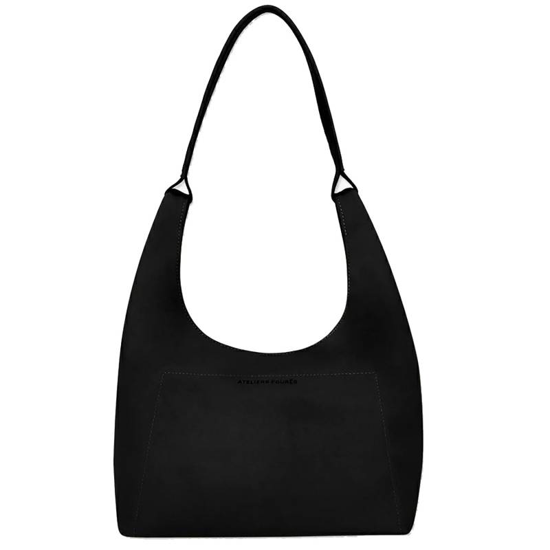 Sac porté épaule Les Ateliers Fourès Amazone en cuir A601 NOIR couleur Noir, vue de face