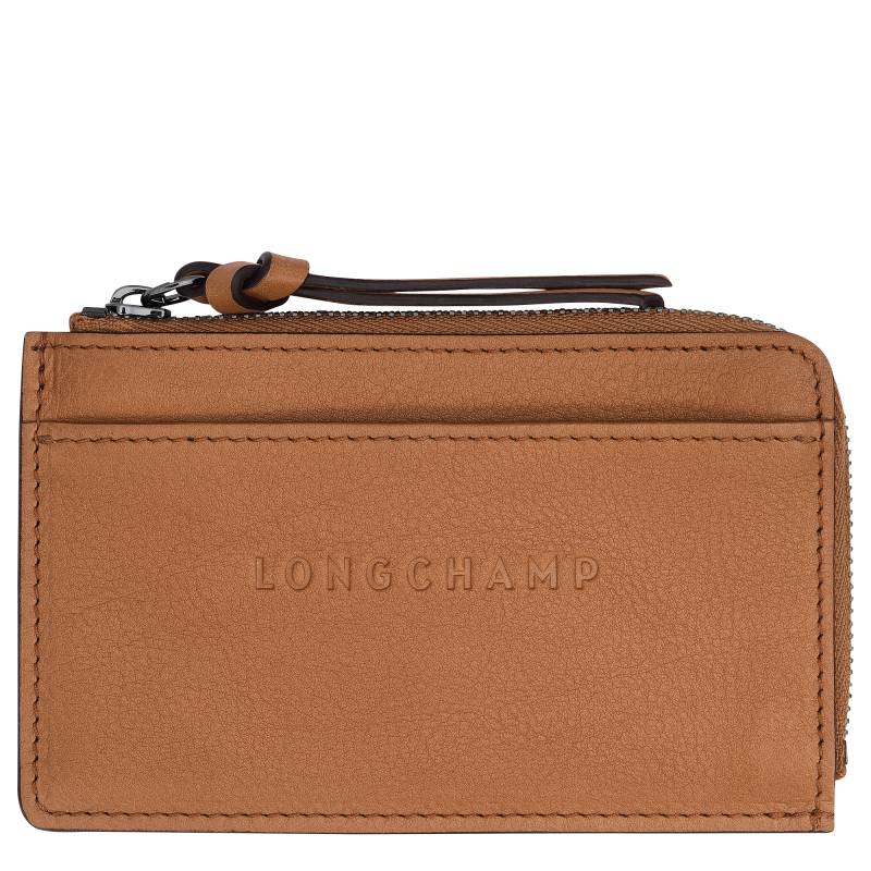 Porte-monnaie Longchamp 3D en cuir  30034 HCV 016 couleur Naturel, vue de face