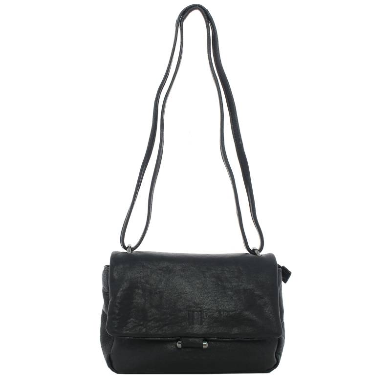 Sac bandoulière en cuir Biba Elisabeth ELI1L couleur NEGRO (Noir ), vue de face avec bretelles