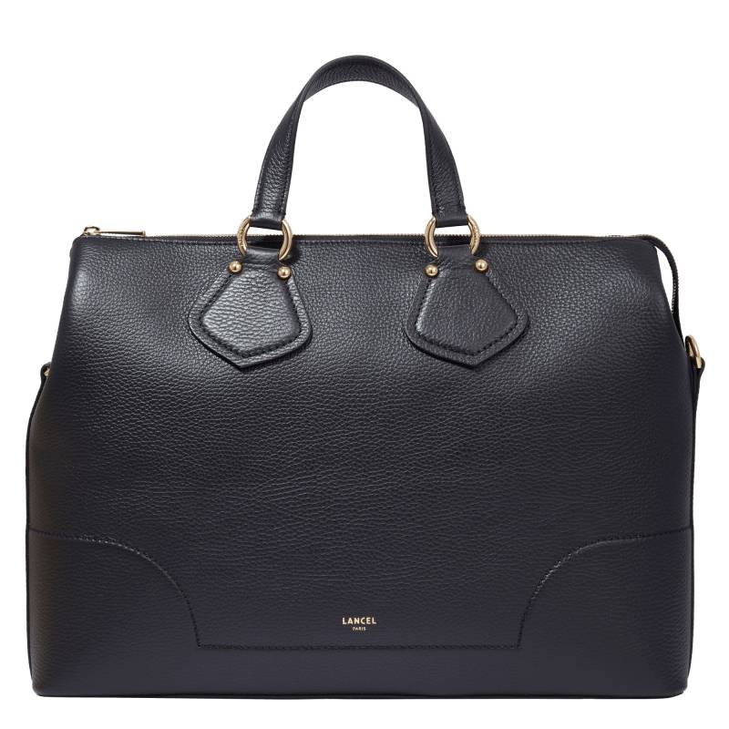 Sac business zippé Lancel Néo Izy en cuir grainé A13178 10 couleur Noir, vue de face