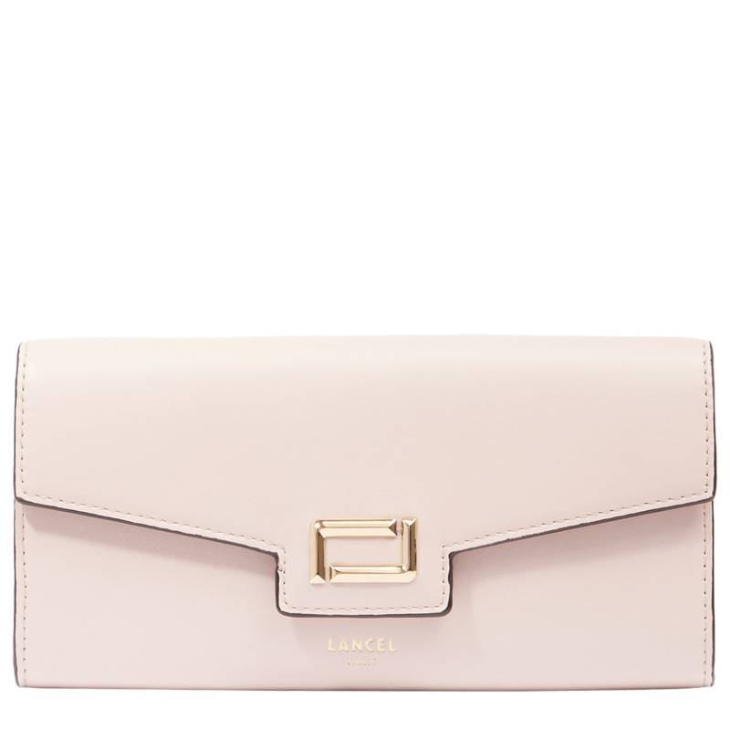 Portefeuille long Lancel Angèle rabat cuir lisse A13162 km
couleur  Pink quartz, vue de face