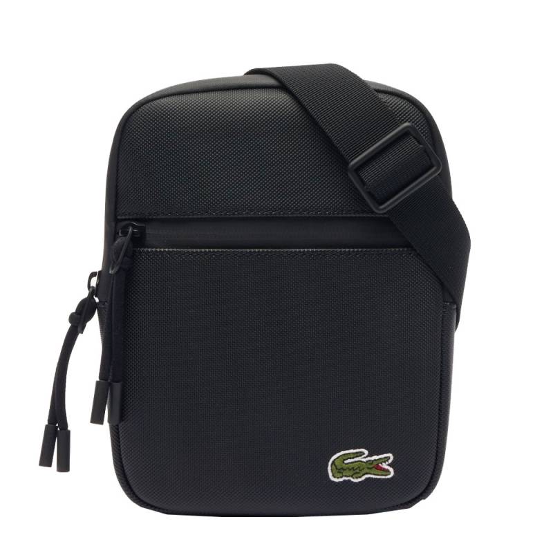 Petit sac plat porté travers Lacoste LCST NH3307LV-P00 couleur noir, vue de face