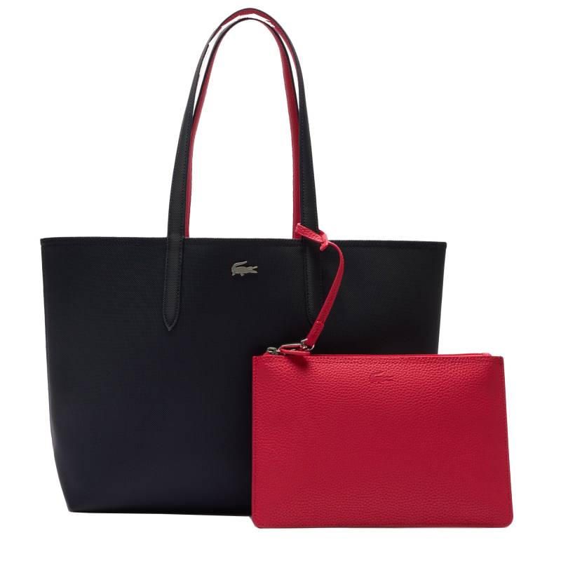 Sac cabas Lacoste Anna réversible bicolore avec pochette NF2142AA P19 couleur Abimes putinia, vue de face réversible