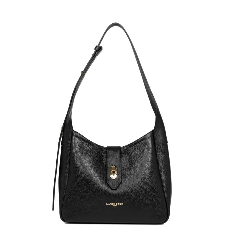 Petit sac seau Lancaster avec fermoir doré S Top Double 470-65-NR/NU noir nude, vue de face