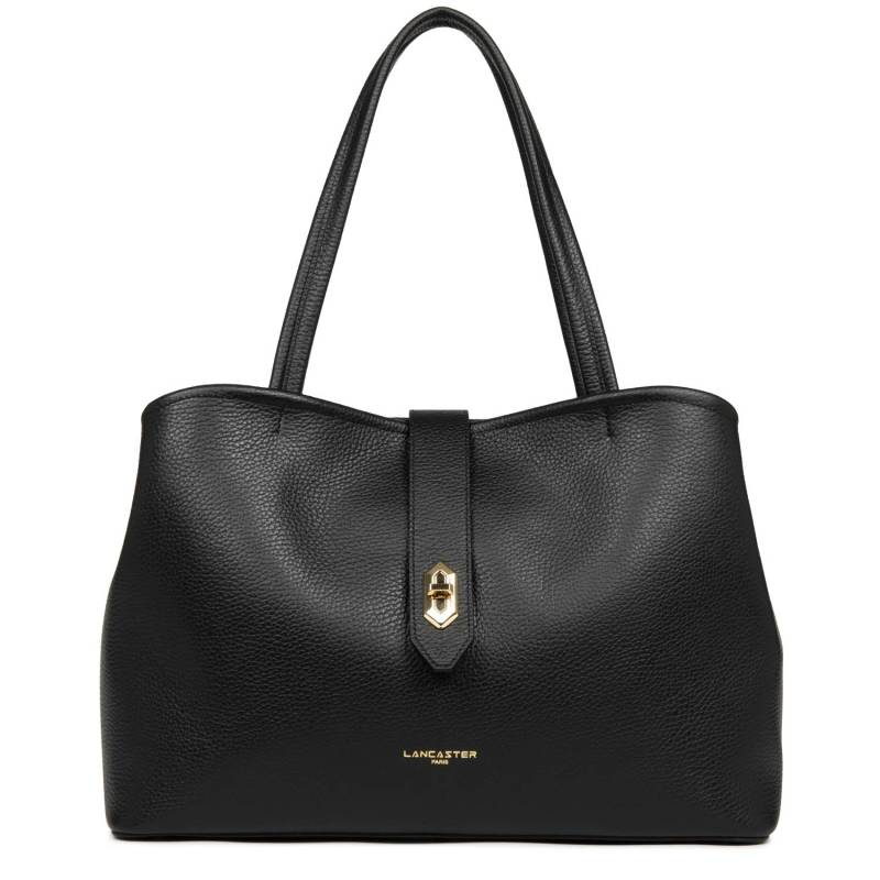 Sac cabas épaule Lancaster fermoir L Top Double 470-69 NOIR couleur noir, vue de face