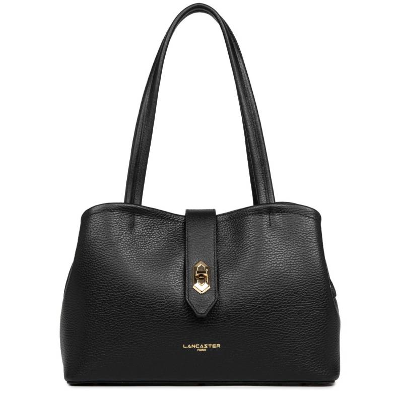 Sac cabas épaule Lancaster effet grainé M Top Double 470-68 NOIR couleur Noir, vue de face