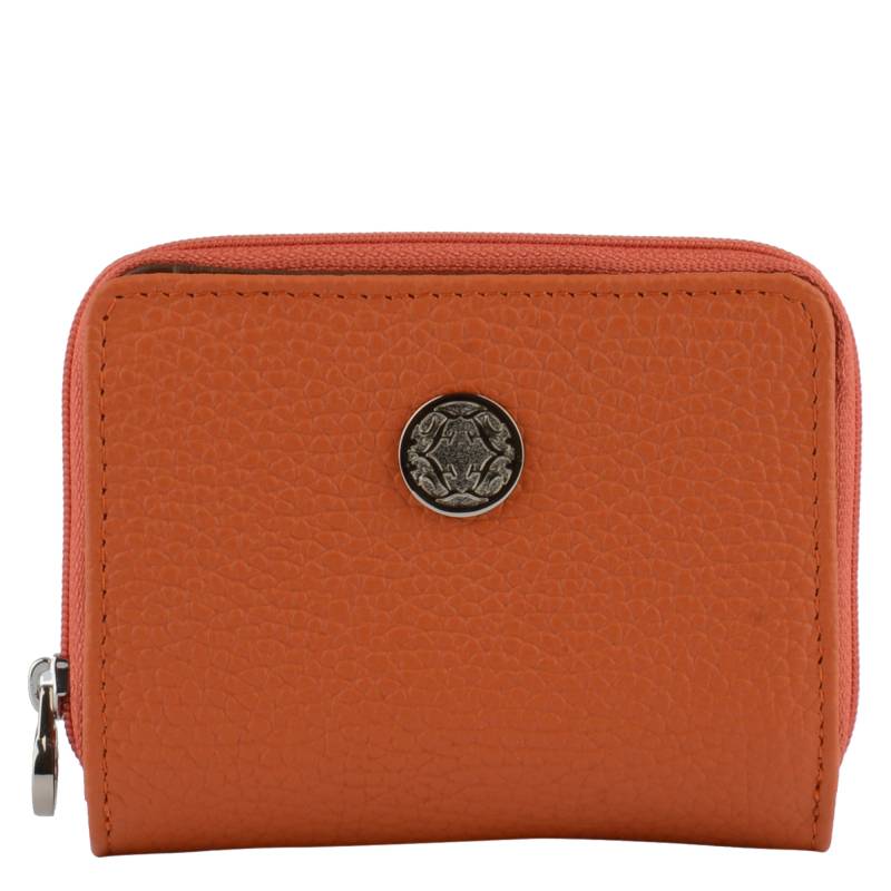 Portefeuille Francinel en cuir grainé Capucine 22828OR/MAR couleur orange marron, vue de face