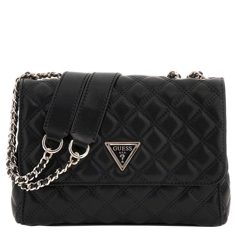 Sac à bandoulière Guess 2 compartiments Giully surpiqué HWQG8748200BLA couleur noir, vue de face