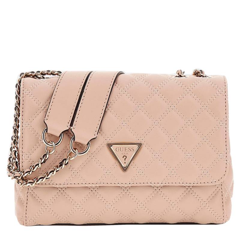 Sac à bandoulière Guess 2 compartiments Giully surpiqué HWQG8748200LBG couleur rose clair, vue de face