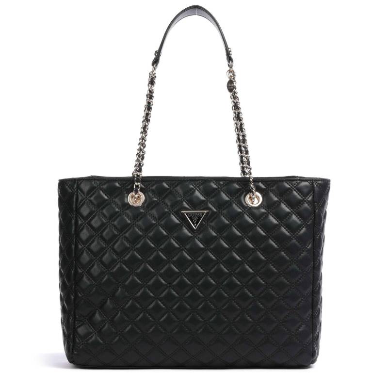 Sac cabas Guess chainé zippé Giully HWQG874823BLA couleur noir, vue de face