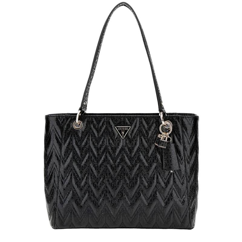 Sac porte main Guess noël Adelard HWGG9502250 BLA couleur noir, vue de face