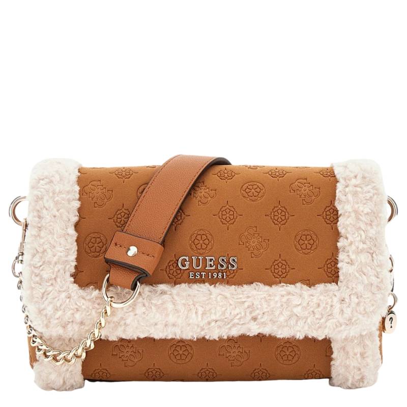 Mini sac à bandoulière Guess effet fourrure davika HWPG949720 COG couleur marron, vue de face