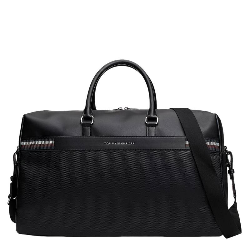 Sac duffle Tommy Hilfiger multitextures Corporate AM12723 BDS couleur noir, vue de face