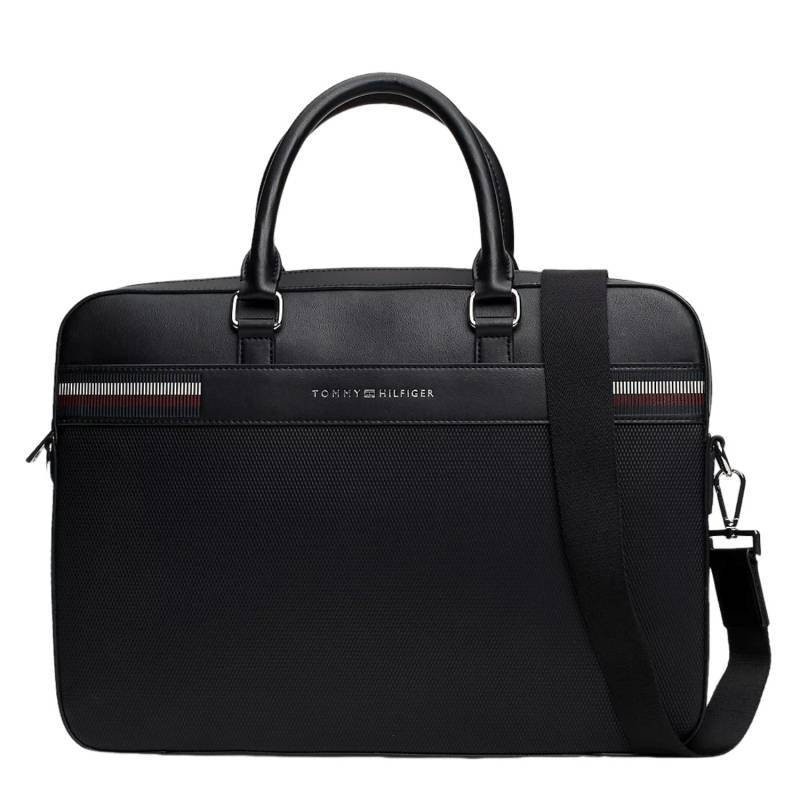 Sacoche Tommy Hilfiger ordinateur portable effet matelassé Corporate AM0AM12726 BDS couleur noir, vue de face