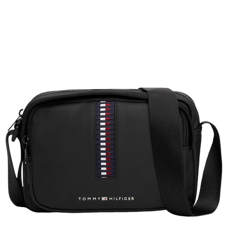 Petit sac bandoulière Tommy Hilfiger tissé Corporate AM12729 BDS couleur noir, vue de face