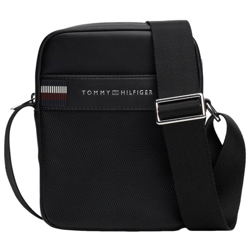 Sac reporter Tommy Hilfiger multitextures Corporate AM12724 BDS couleur noir, vue de face