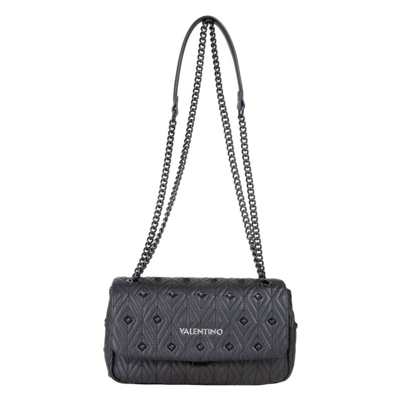 Sac porté travers Valentino Bags à rabat Joia VBS8AC09 001 couleur noir, vue de face