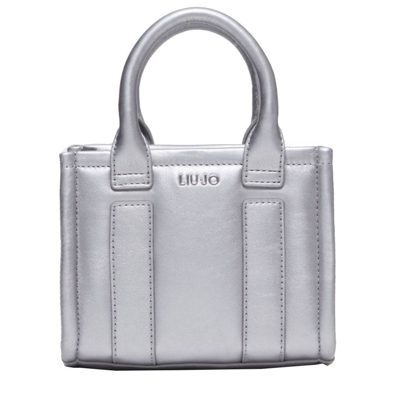 Mini sac shopping + bandoulière Liu Jo effet matelassé AF4102E0015 X0609 couleur gris, vue de face