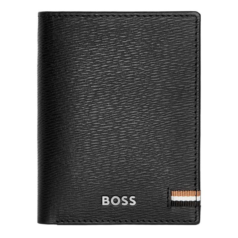 Porte-cartes Trifold Hugo Boss Iconic en cuir texturé HLF421A Noir