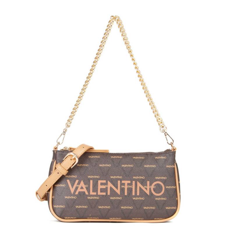 Pochette bandoulière Valentino Lutu imprimé logo VBS3KG30R E76 marron, vue de face avec bandoulière